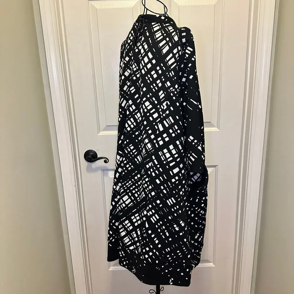 CHRIS MCLAUGHLIN 24W A-Line Shift Career Dress Women Black&White Geometric Dress